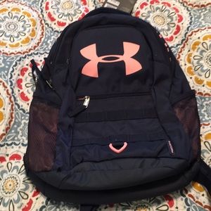 pink and blue under armour backpack